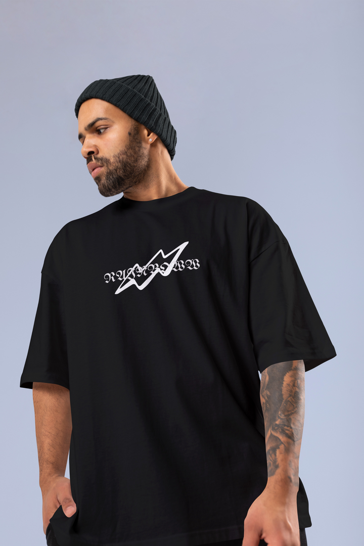 Rainboww Black & White Hypebeast Oversized T-Shirt Rainboww