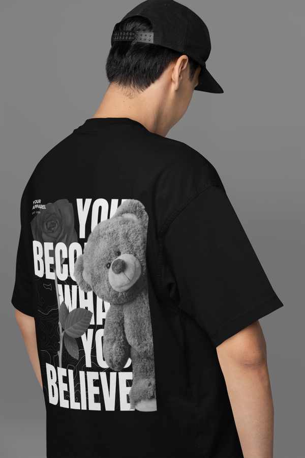 Rainboww Black & White Bear Oversized T-Shirt Rainboww
