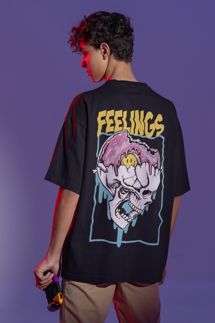 Rainboww Vector feelings in a skull Oversized T-Shirt - Rainboww