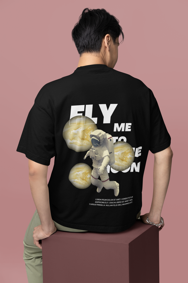 Rainboww Fly Me To The Moon Unisex Oversized T-Shirt - Rainboww