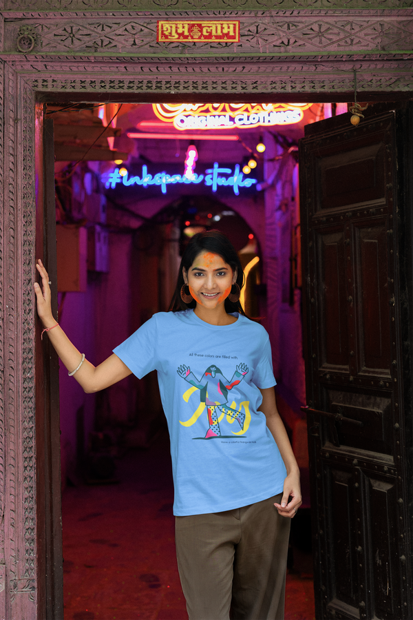 Rainboww Holi Blue Regular T-Shirt For Women