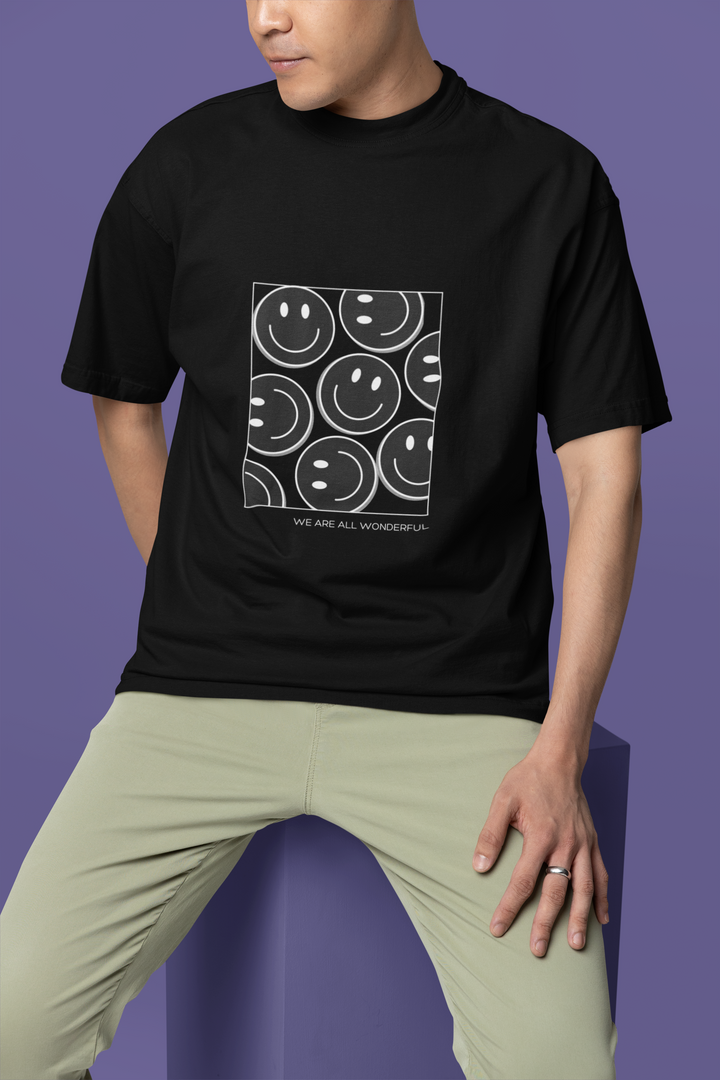 Rainboww Black and White Smile Unisex T-Shirt - Rainboww