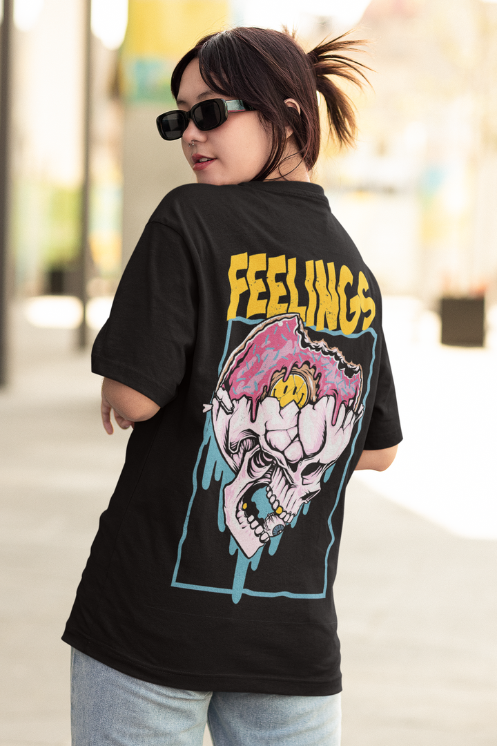 Rainboww Vector feelings in a skull Oversized T-Shirt - Rainboww