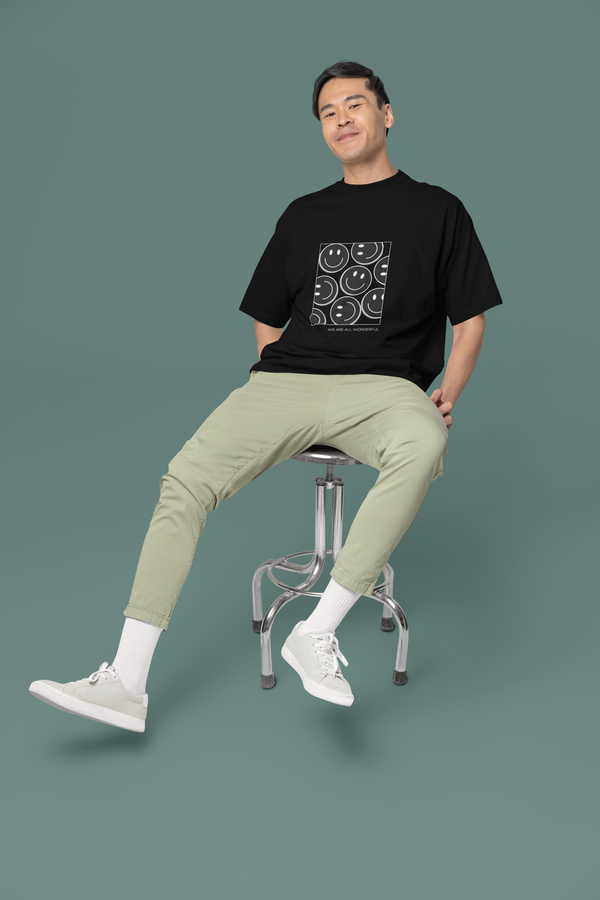 Rainboww Black and White Smile Unisex T-Shirt - Rainboww