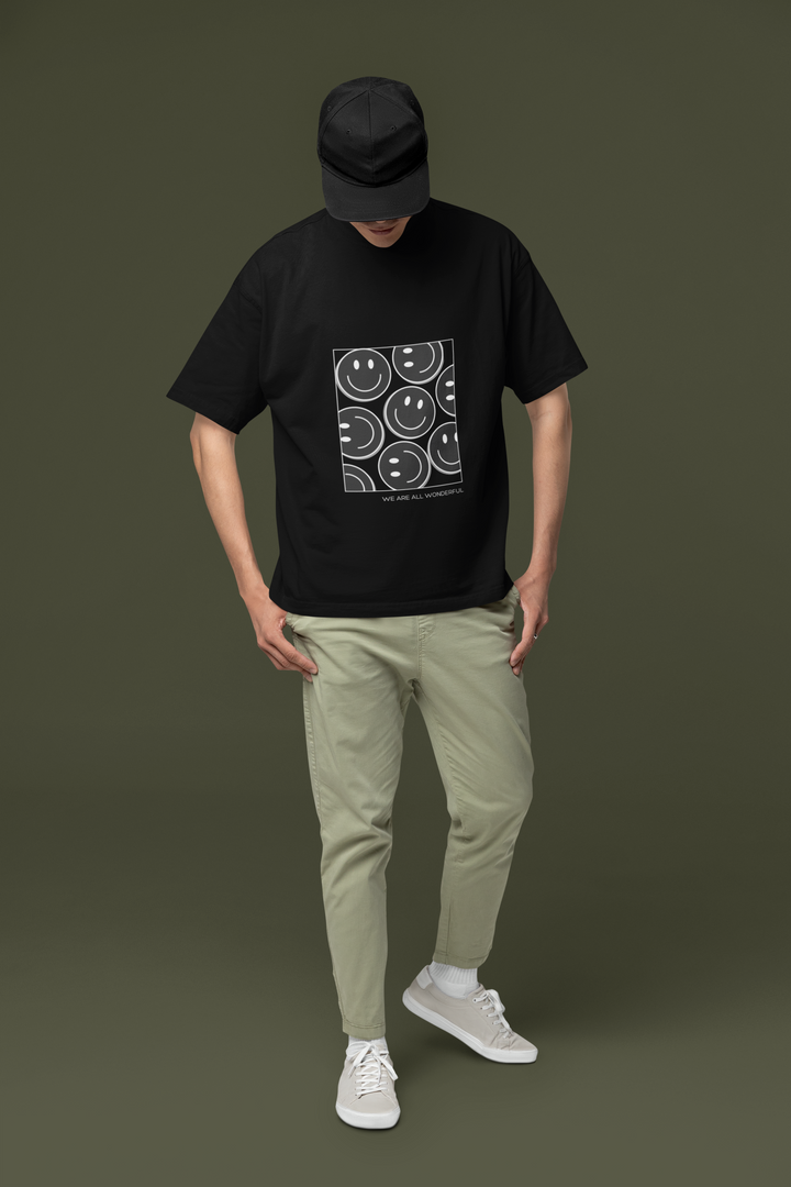 Rainboww Black and White Smile Unisex T-Shirt - Rainboww
