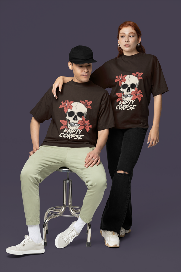 Rainboww A Skull With Flowers Oversized Unisex T-Shirt