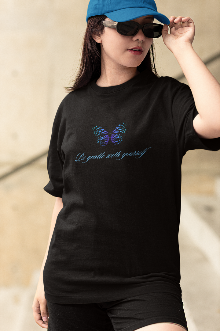 Rainboww Blue Butterfly OverSized T-Shirt - Rainboww