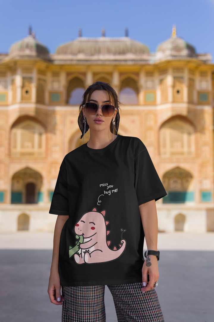 Rainboww Hug Me Couple Oversized T-Shirts - Rainboww