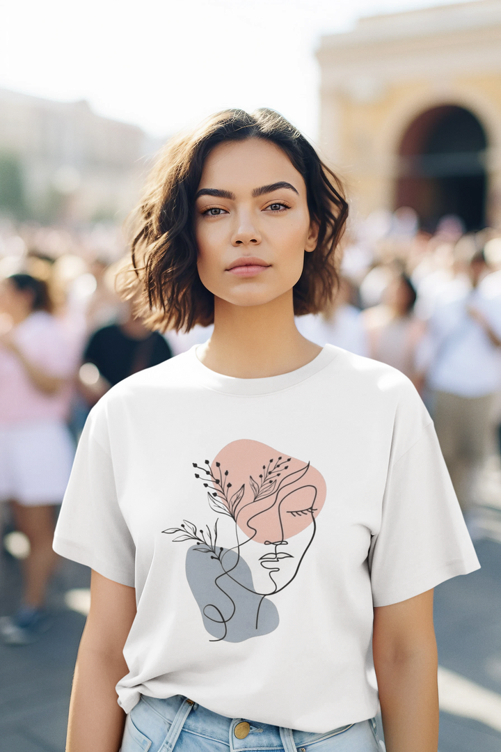 Rainboww Boho Girl Face Oversized T-Shirt - Rainboww