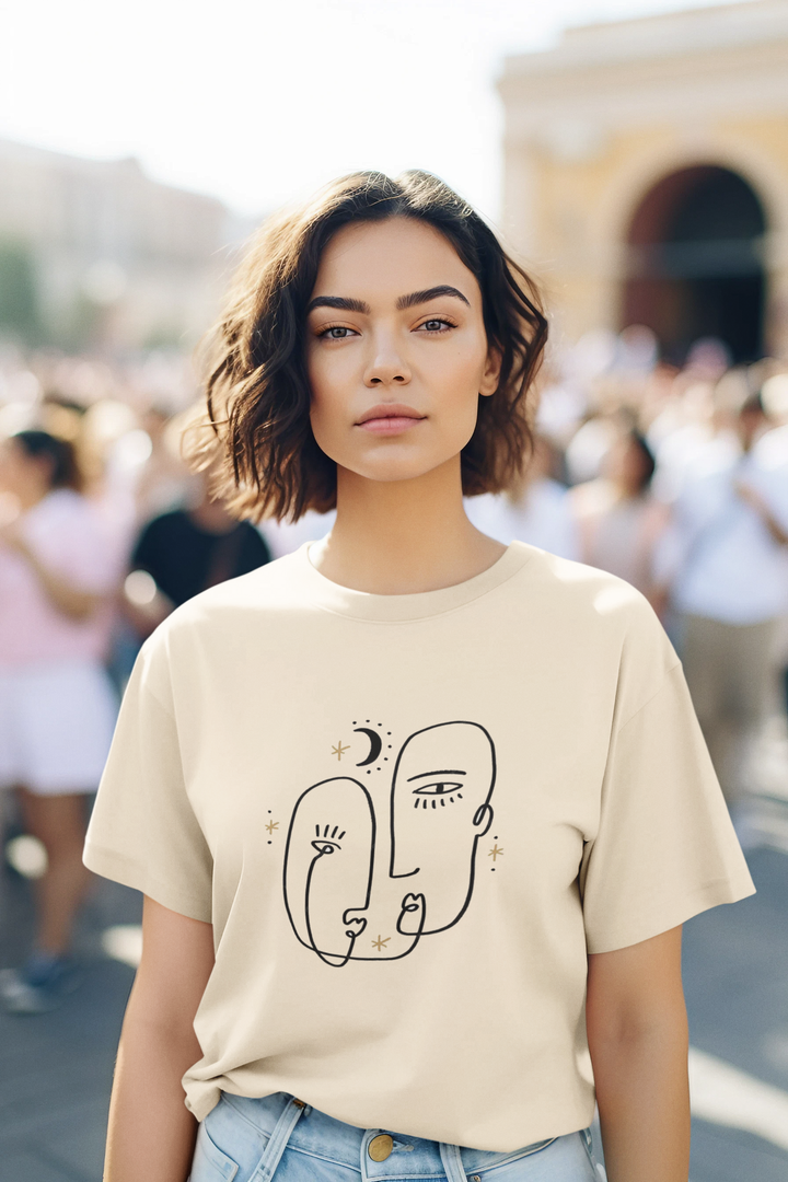 Rainboww Boho Liner Face Unisex Oversized T-Shirt - Rainboww